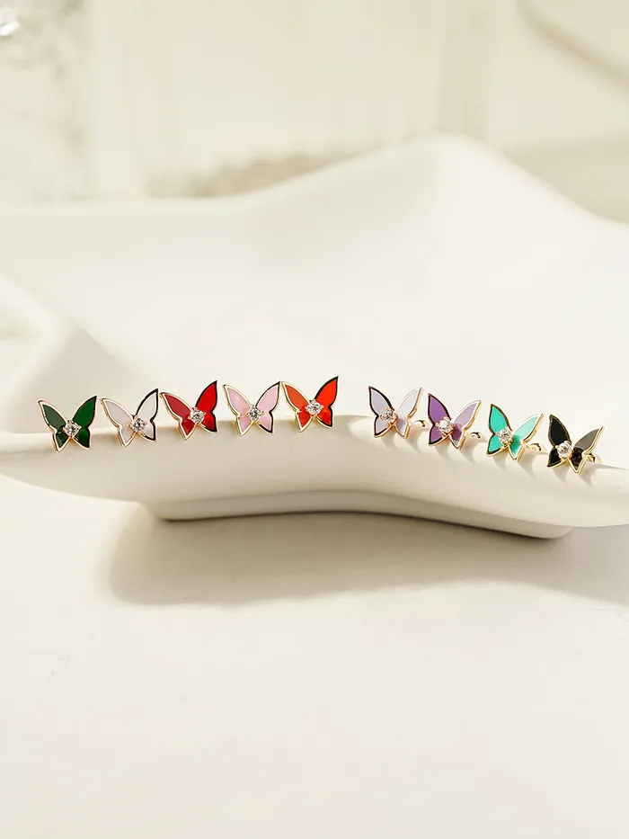 Earrings MinimalBijoux 14K Gold Enamel Cubic Butterfly Cartilage Earring 20g