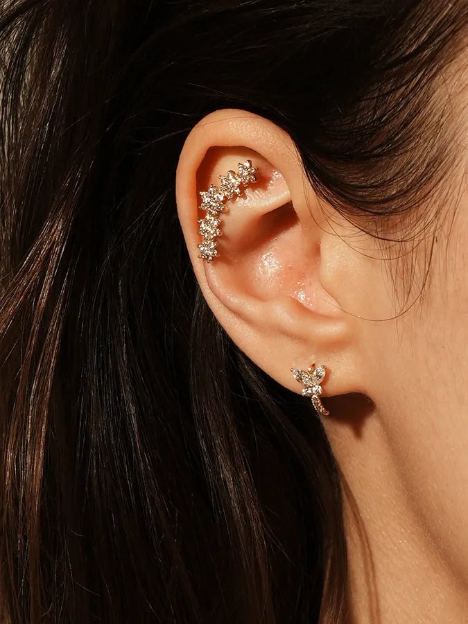 Earrings MinimalBijoux 14K Gold Garland Cubic Flower Cartilage Earring 20G18G16G Earrings MinimalBijoux 14K Gold Garland Cubic Flower Cartilage Earring 20G18G16G