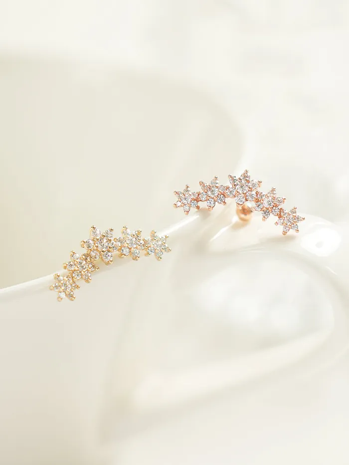 Earrings MinimalBijoux 14K Gold Garland Cubic Flower Cartilage Earring 20G18G16G