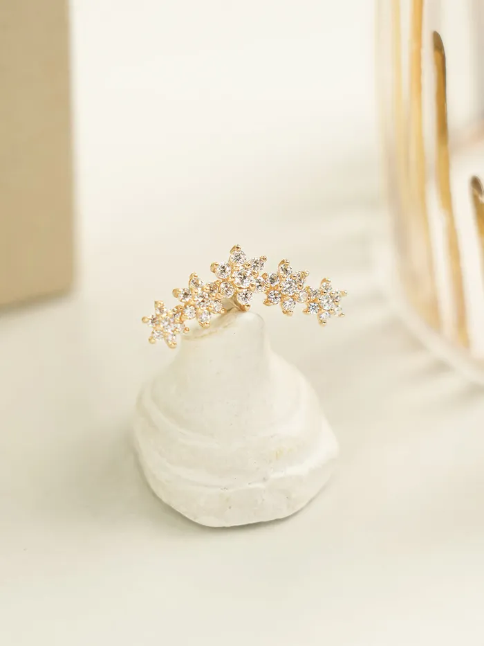 Earrings MinimalBijoux 14K Gold Garland Cubic Flower Cartilage Earring 20G18G16G