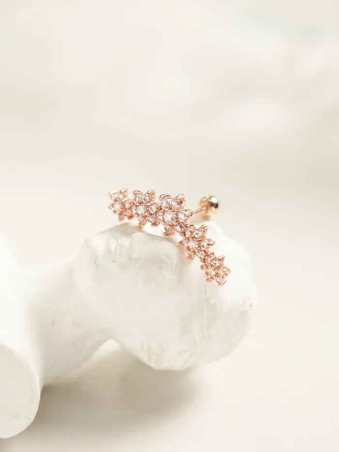 Earrings MinimalBijoux 14K Gold Garland Cubic Flower Cartilage Earring 20G18G16G