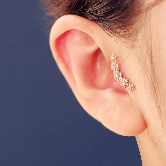 Earrings MinimalBijoux 14K Gold Garland Cubic Flower Cartilage Earring 20G18G16G