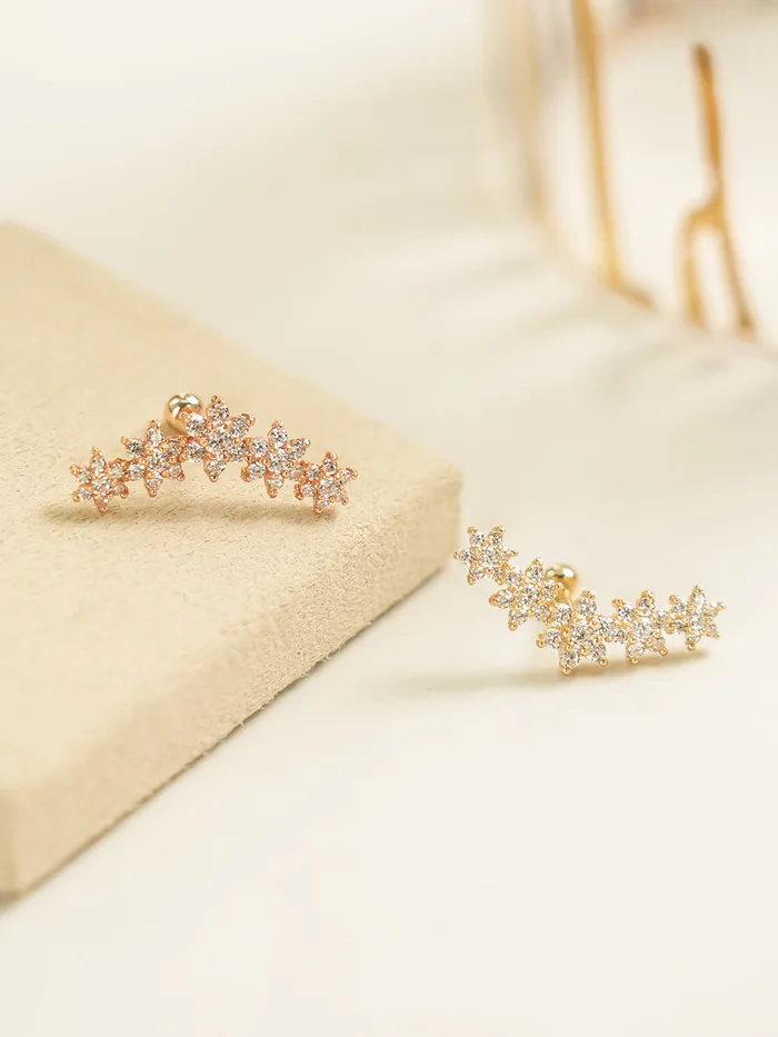 Earrings MinimalBijoux 14K Gold Garland Cubic Flower Cartilage Earring 20G18G16G