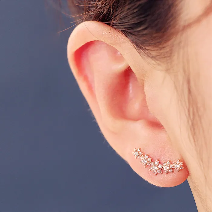 Earrings MinimalBijoux 14K Gold Garland Cubic Flower Cartilage Earring 20G18G16G