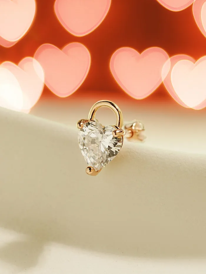Earrings MinimalBijoux 14K Gold Lovely Heart Lock Cartilage Earring 18G16G Earrings MinimalBijoux 14K Gold Lovely Heart Lock Cartilage Earring 18G16G