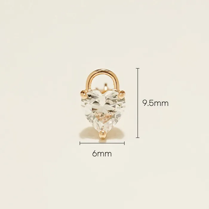 Earrings MinimalBijoux 14K Gold Lovely Heart Lock Cartilage Earring 18G16G