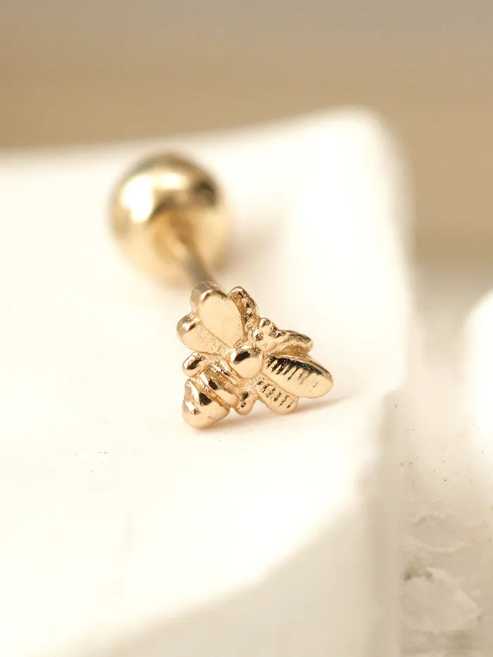 Earrings MinimalBijoux 14K Gold Mini Bee Cartilage Earring 20G18G16G
