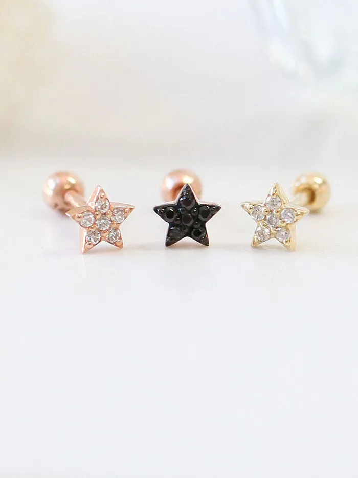 Earrings MinimalBijoux 14K Gold Mini Star Cartilage Earring 18G16G