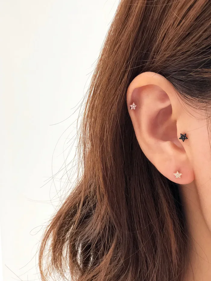 Earrings MinimalBijoux 14K Gold Mini Star Cartilage Earring 18G16G