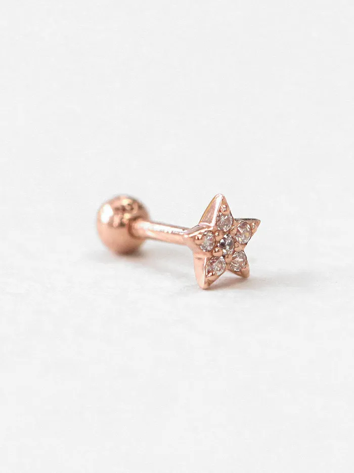 Earrings MinimalBijoux 14K Gold Mini Star Cartilage Earring 18G16G
