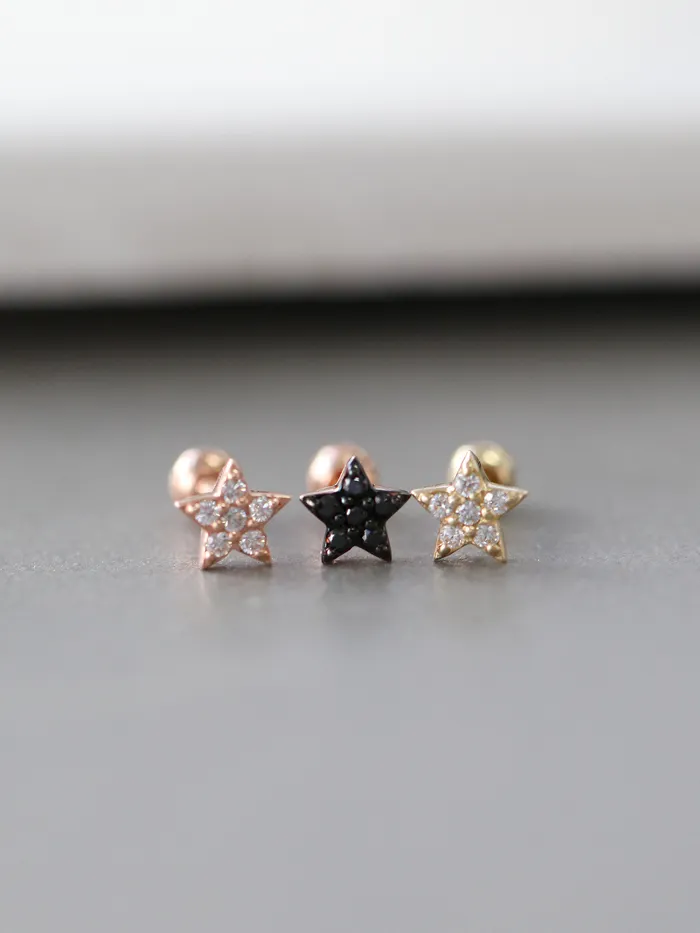 Earrings MinimalBijoux 14K Gold Mini Star Cartilage Earring 18G16G
