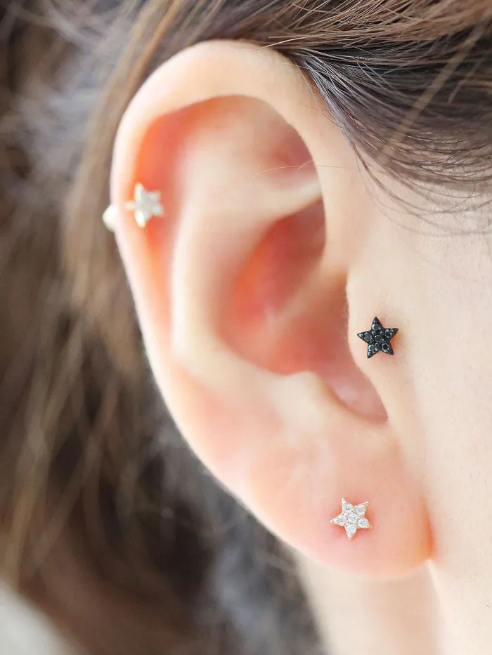 Earrings MinimalBijoux 14K Gold Mini Star Cartilage Earring 18G16G