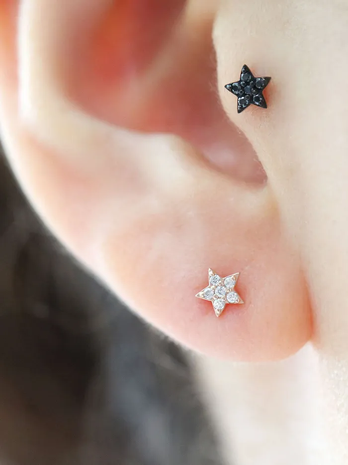 Earrings MinimalBijoux 14K Gold Mini Star Cartilage Earring 18G16G