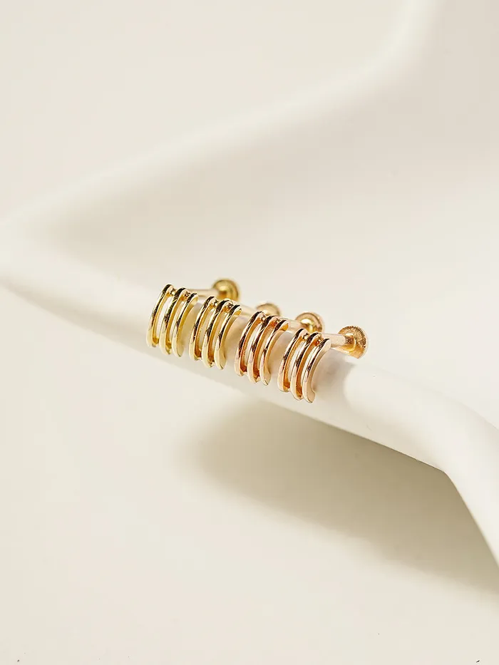 Earrings MinimalBijoux 14K Gold Minimi Triple line half hoop Internally Threaded Labret Piercing 18G16G