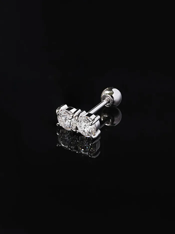 Earrings MinimalBijoux 14K Gold Moissanite Double Cartilage Earring 20G18G16G Earrings MinimalBijoux 14K Gold Moissanite Double Cartilage Earring 20G18G16G
