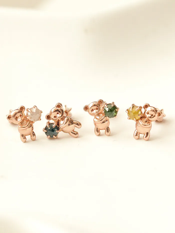 Earrings MinimalBijoux 14K Gold Rough Diamond Bear Cartilage Earring 18G16G Earrings MinimalBijoux 14K Gold Rough Diamond Bear Cartilage Earring 18G16G