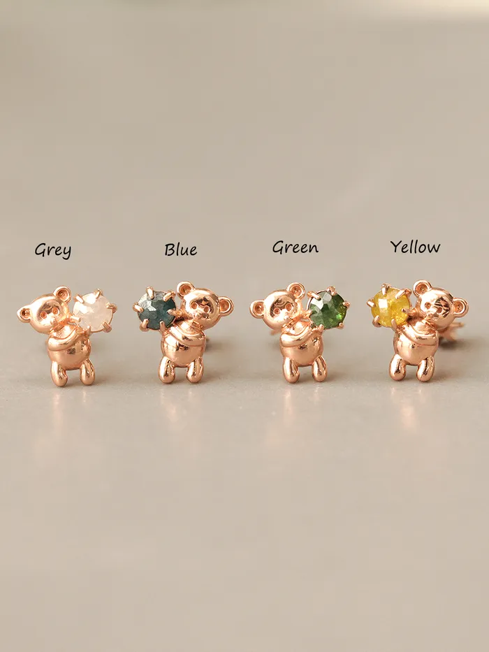 Earrings MinimalBijoux 14K Gold Rough Diamond Bear Cartilage Earring 18G16G