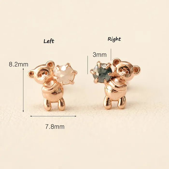 Earrings MinimalBijoux 14K Gold Rough Diamond Bear Cartilage Earring 18G16G