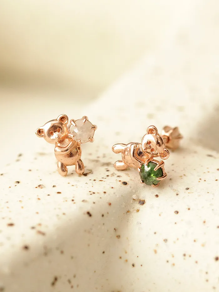 Earrings MinimalBijoux 14K Gold Rough Diamond Bear Cartilage Earring 18G16G