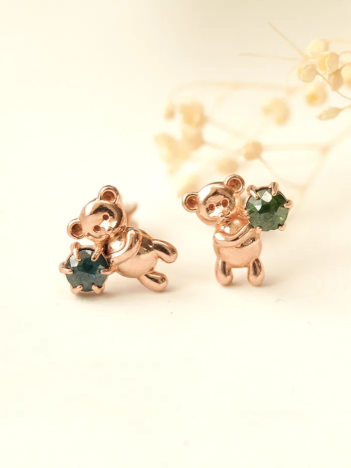 Earrings MinimalBijoux 14K Gold Rough Diamond Bear Cartilage Earring 18G16G