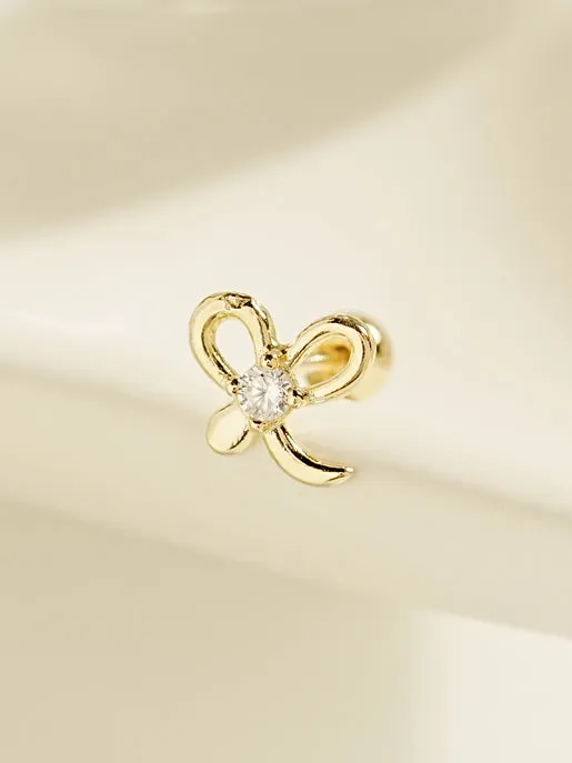 Earrings MinimalBijoux 14K Gold Sprout Ribbon Cartilage Earring 20G