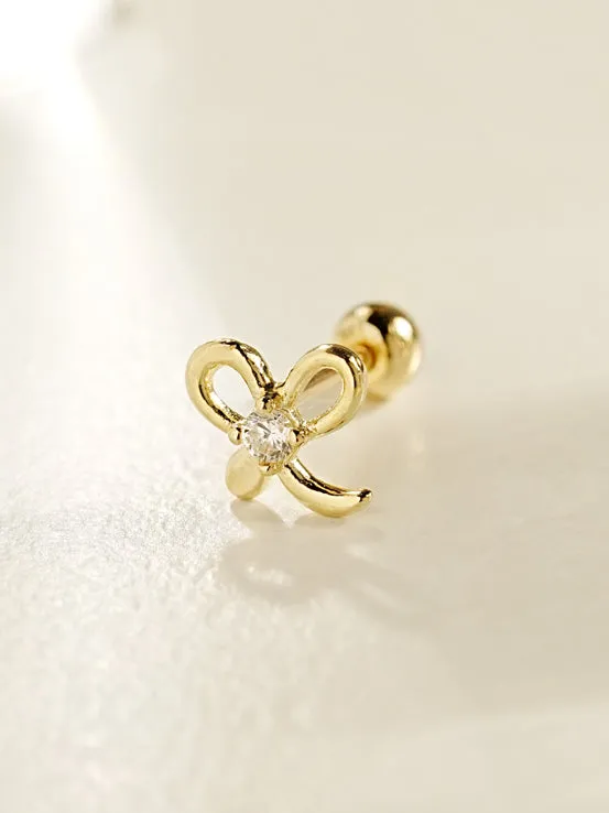Earrings MinimalBijoux 14K Gold Sprout Ribbon Cartilage Earring 20G