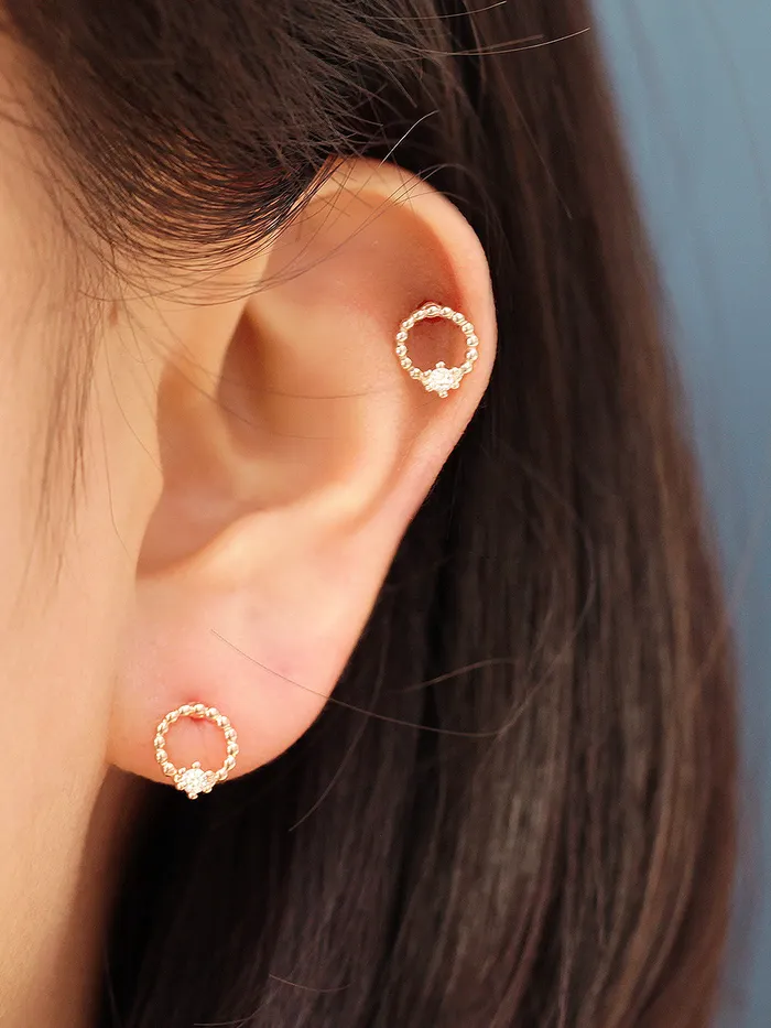 Earrings MinimalBijoux 925 Silver Bubble Cubic Ball Cartilage Earring 16G