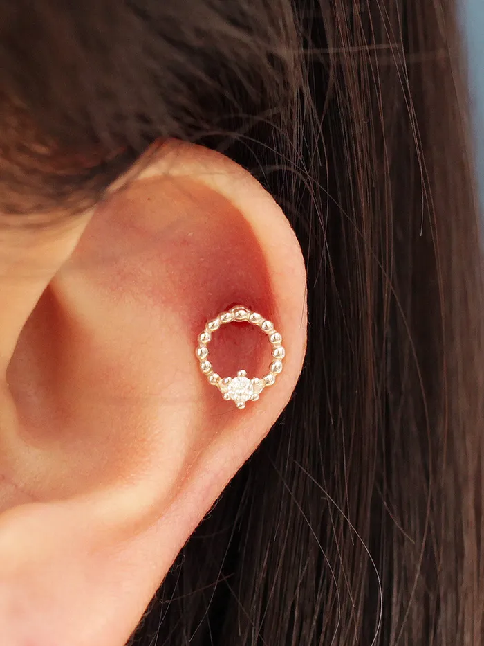 Earrings MinimalBijoux 925 Silver Bubble Cubic Ball Cartilage Earring 16G