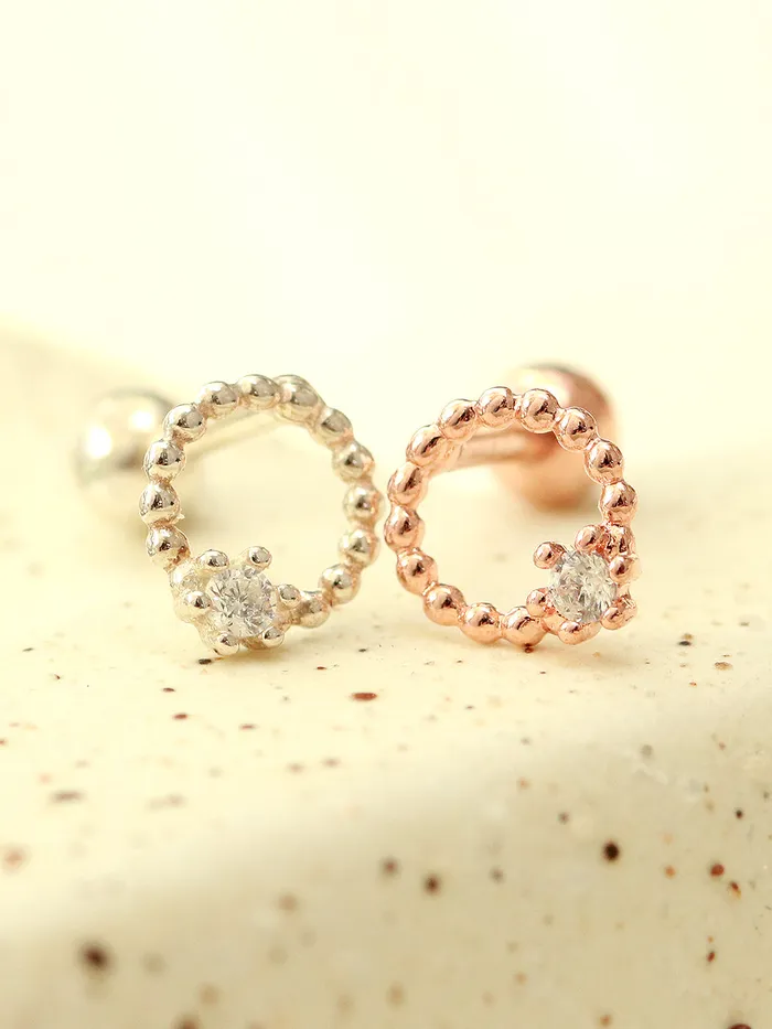 Earrings MinimalBijoux 925 Silver Bubble Cubic Ball Cartilage Earring 16G