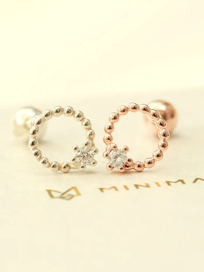 Earrings MinimalBijoux 925 Silver Bubble Cubic Ball Cartilage Earring 16G