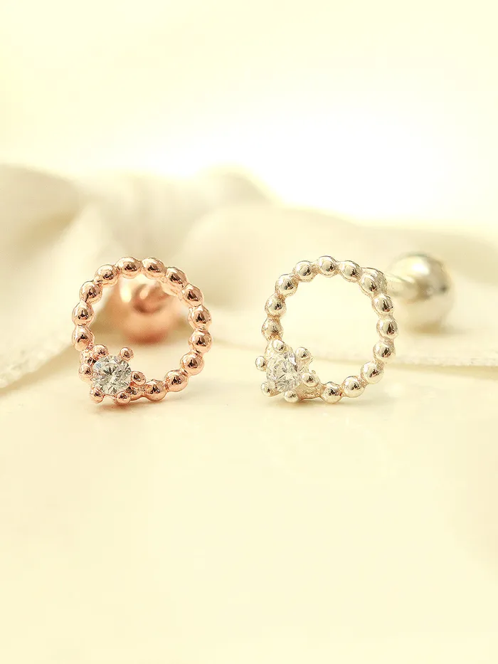 Earrings MinimalBijoux 925 Silver Bubble Cubic Ball Cartilage Earring 16G