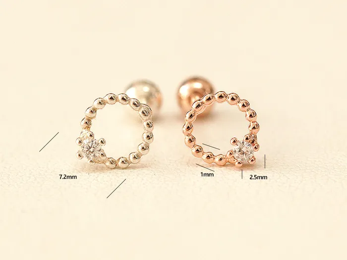 Earrings MinimalBijoux 925 Silver Bubble Cubic Ball Cartilage Earring 16G