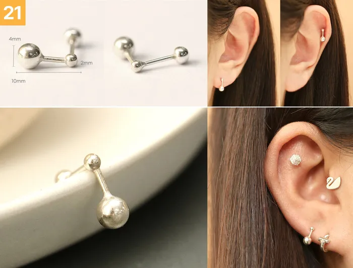 Earrings MinimalBijoux 925 Silver Simple Daily cartilage earring 20g