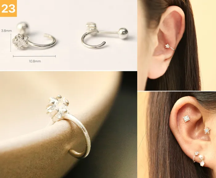 Earrings MinimalBijoux 925 Silver Simple Daily cartilage earring 20g