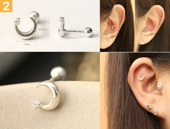 Earrings MinimalBijoux 925 Silver Simple Daily cartilage earring 20g