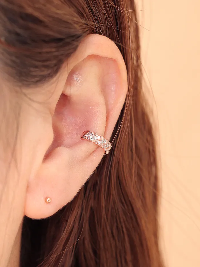 Earrings MinimalBijoux 925 Silver Twist Cubic Ear Cuff
