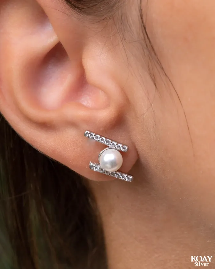 Earrings Pearl Zircon E KOAY Silver Store