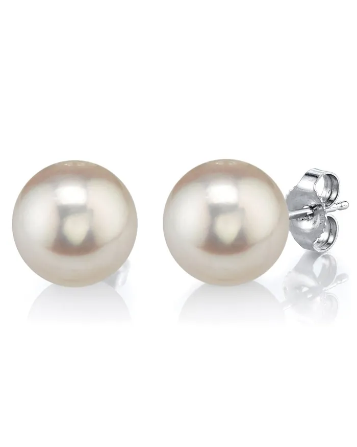 Earrings SPT 120130mm White Freshwater Round Pearl Stud Earrings AAAA Quality