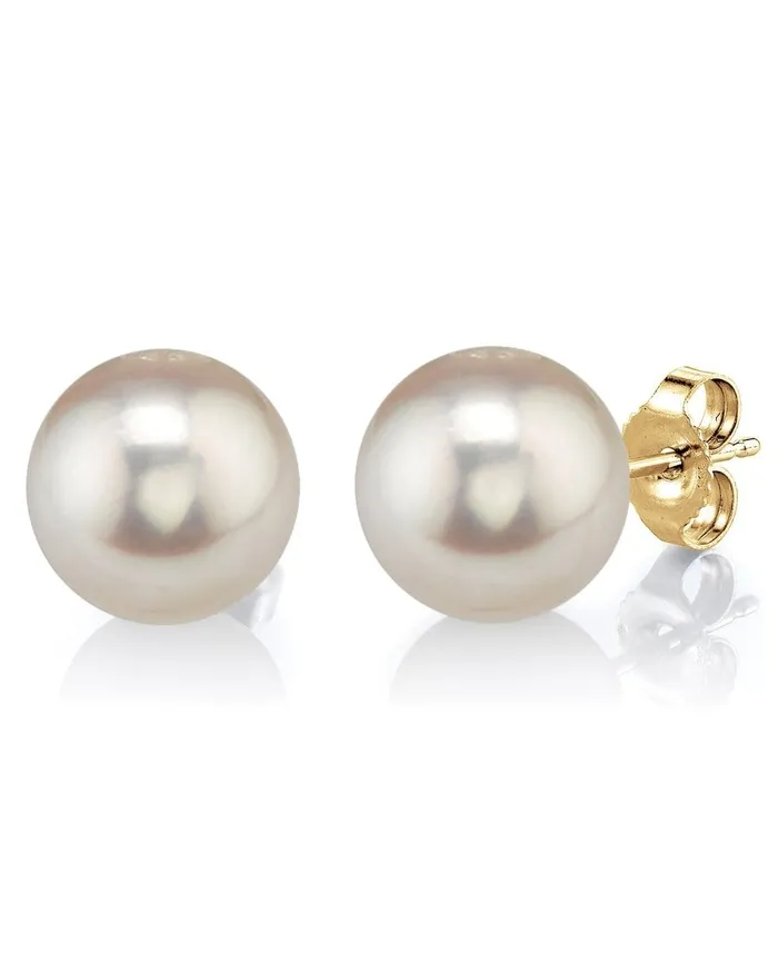 Earrings SPT 120130mm White Freshwater Round Pearl Stud Earrings AAAA Quality