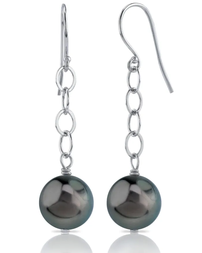 Earrings SPT Tahitian South Sea Round Pearl Dangling Tincup Earrings