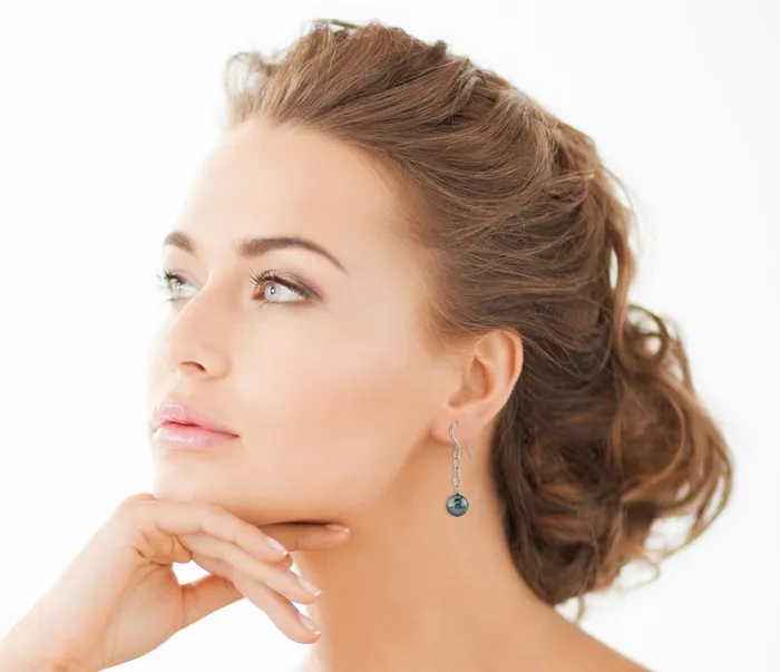 Earrings SPT Tahitian South Sea Round Pearl Dangling Tincup Earrings