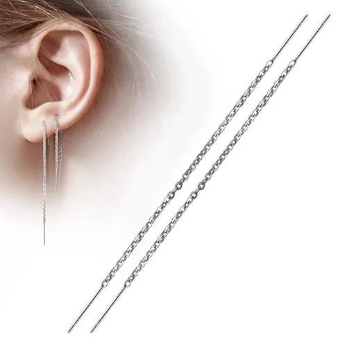 Earrings Tulsa Body Jewelry Free Fall Double Bar Chain Stainless Earrings
