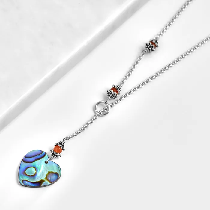 Green Sadaf Heart Necklace KOAY Silver Store Necklaces