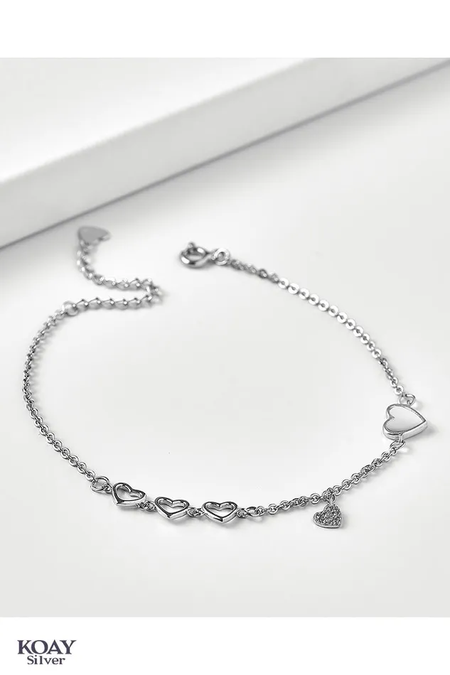 KOAY Silver Store Bracelets White Heart Bracelet
