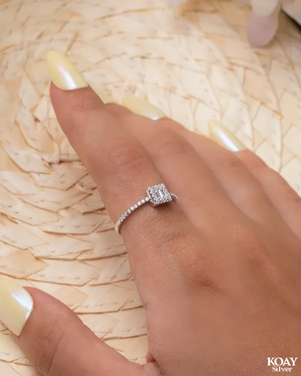 KOAY Silver Store Rings Diamond Zircon Ring