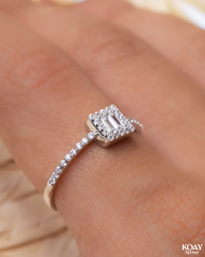 KOAY Silver Store Rings Diamond Zircon Ring