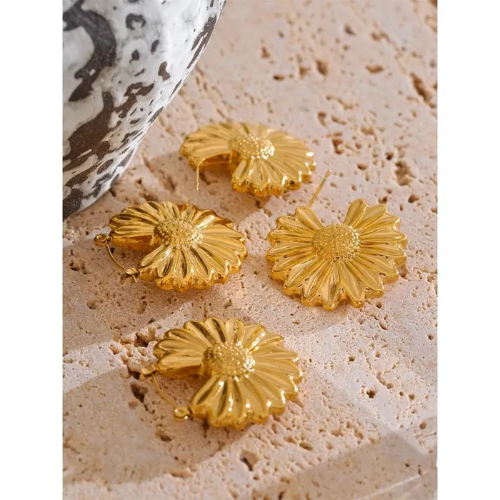 Mabel Love Co Earrings Sunlit Daisy Hoop Earrings