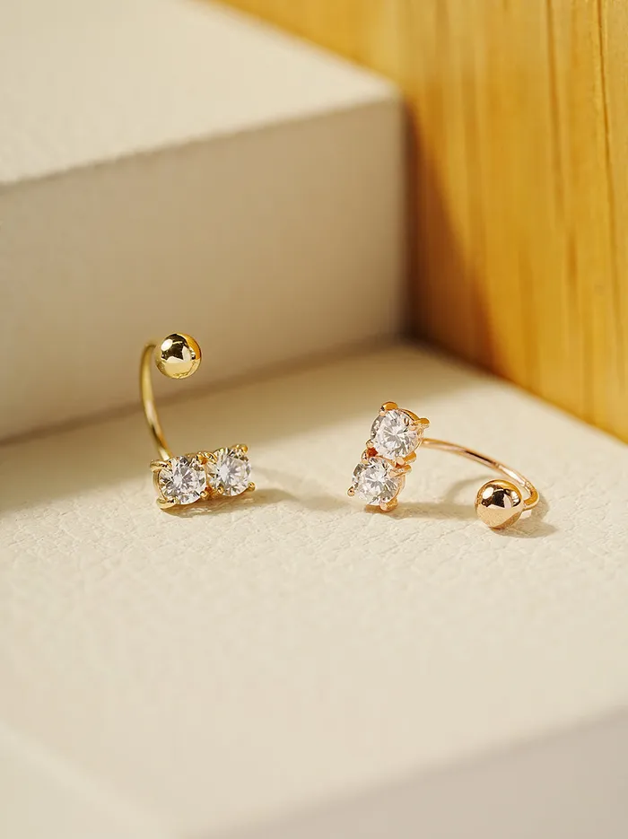 MinimalBijoux 14K Gold Crystal Bar Curve Piercing 20G PreStyled Sets