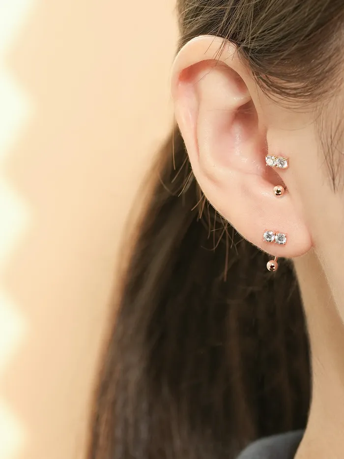 MinimalBijoux 14K Gold Crystal Bar Curve Piercing 20G PreStyled Sets