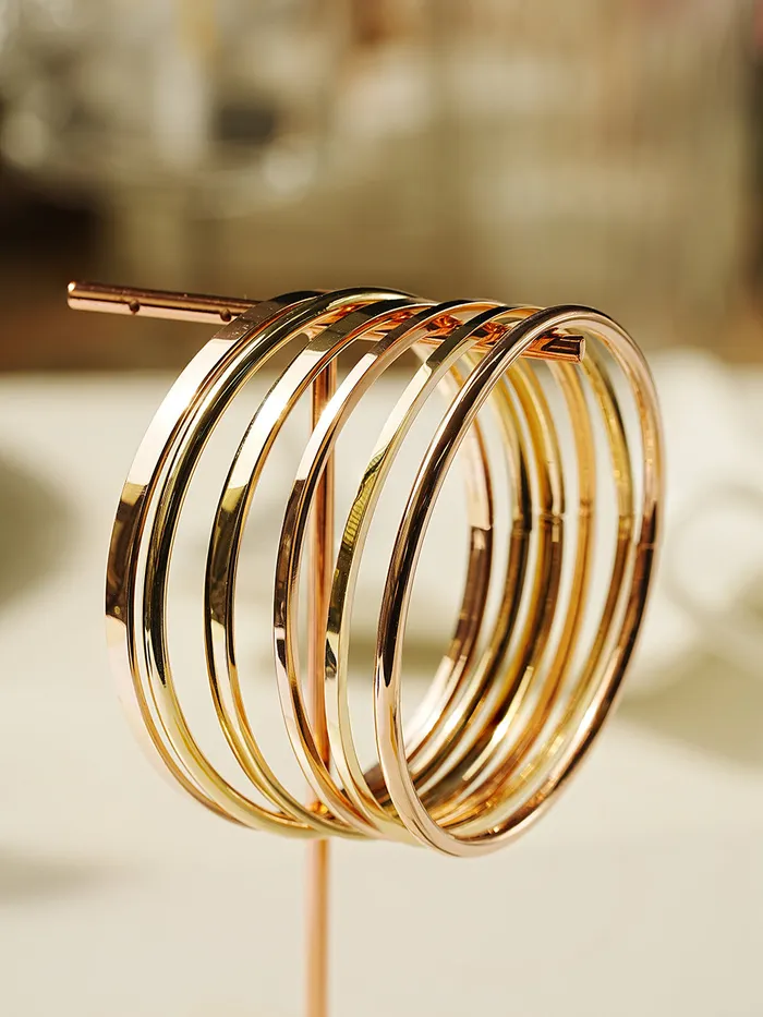 MinimalBijoux Bracelets 14K 18K Gold Hollow Layered Bangle Bracelet